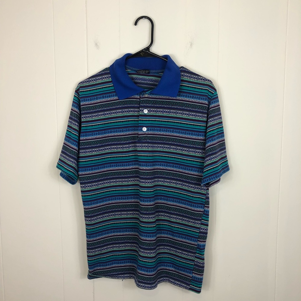 Vintage Striped‎ Colourful Polo Sz M